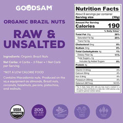GoodSam - Brazil Nuts Organic Raw & Unsalted Nuts, 8oz - Back