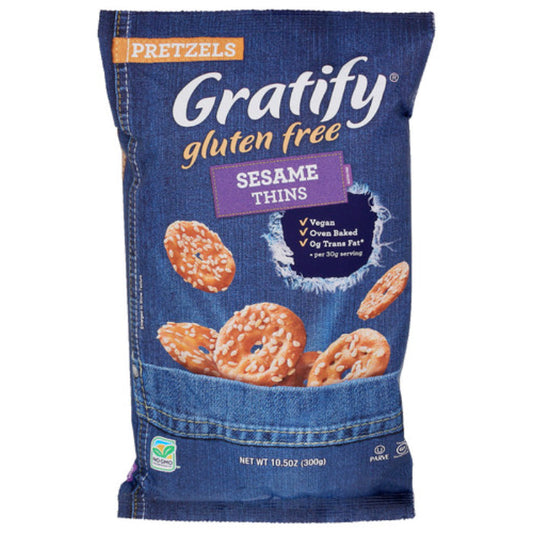 Gratify - Pretzel Sesame Thin Gluten Free, 10.5 Oz | Pack of 6