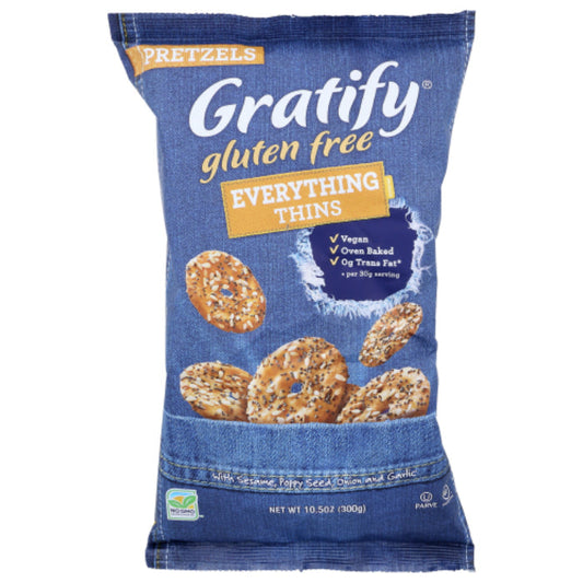 Gratify - Pretzel Everything Thins Gluten Free, 10.5 Oz | Pack of 6