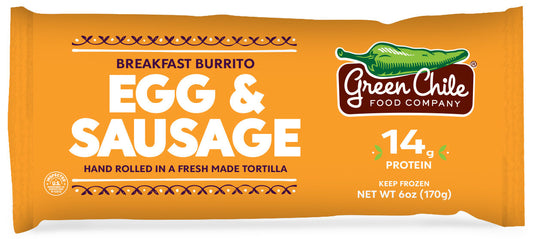 Green Chile - Green Chile Breakfast Burrito with Egg, Sausage, and Cheddar, 6 oz | Pack of 12