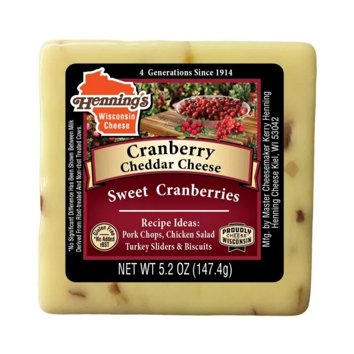 HENNINGS CHEDDAR CRANBERRY CHEESE 5.2 OZ - Pack of 18