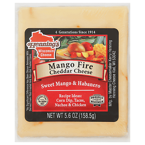 HENNINGS CHEESE CHEDDAR MANGO FIRE 5.6 OZ - Pack of 18