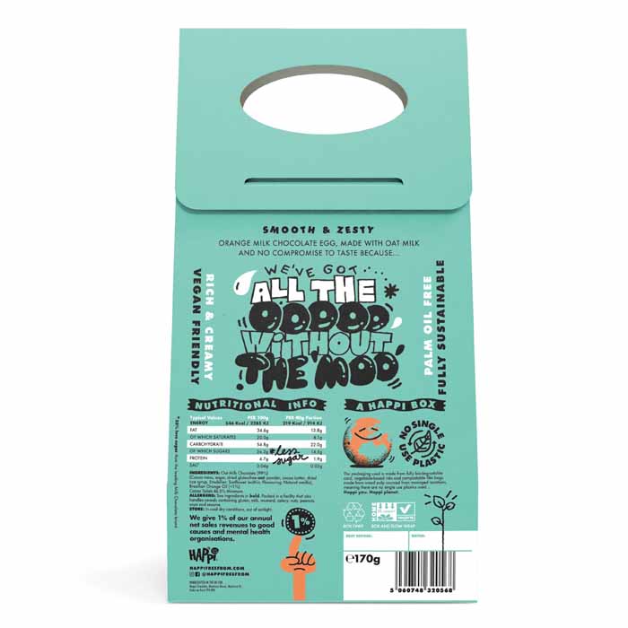 Happi - Oat Milk Chocolate Egg Orange, 170g - Back