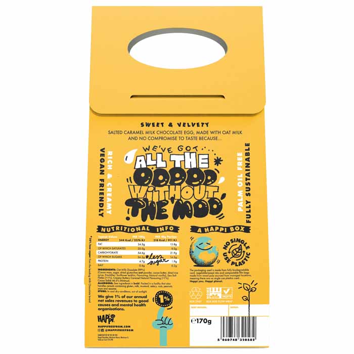 Happi - Oat Milk Chocolate Egg Salted Caramel, 170g - Back