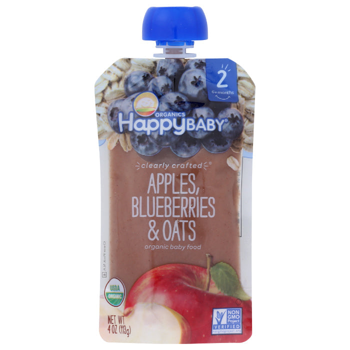 HAPPY BABY - S2 APPLE BLBRY OATS ORG 4 OZ - Pack of 16