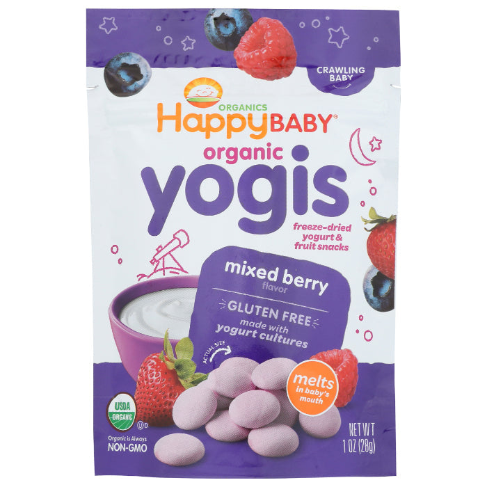 HAPPY BABY - SNACK YOGURT MXD BRRY ORG 1 OZ - Pack of 8