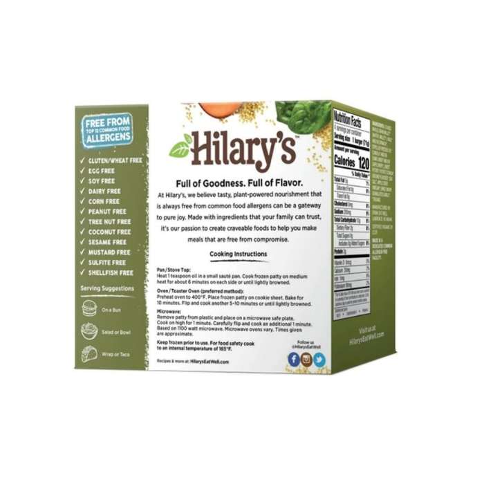 Hilary's - Organic Worlds Best Burger, 4-Pack - back