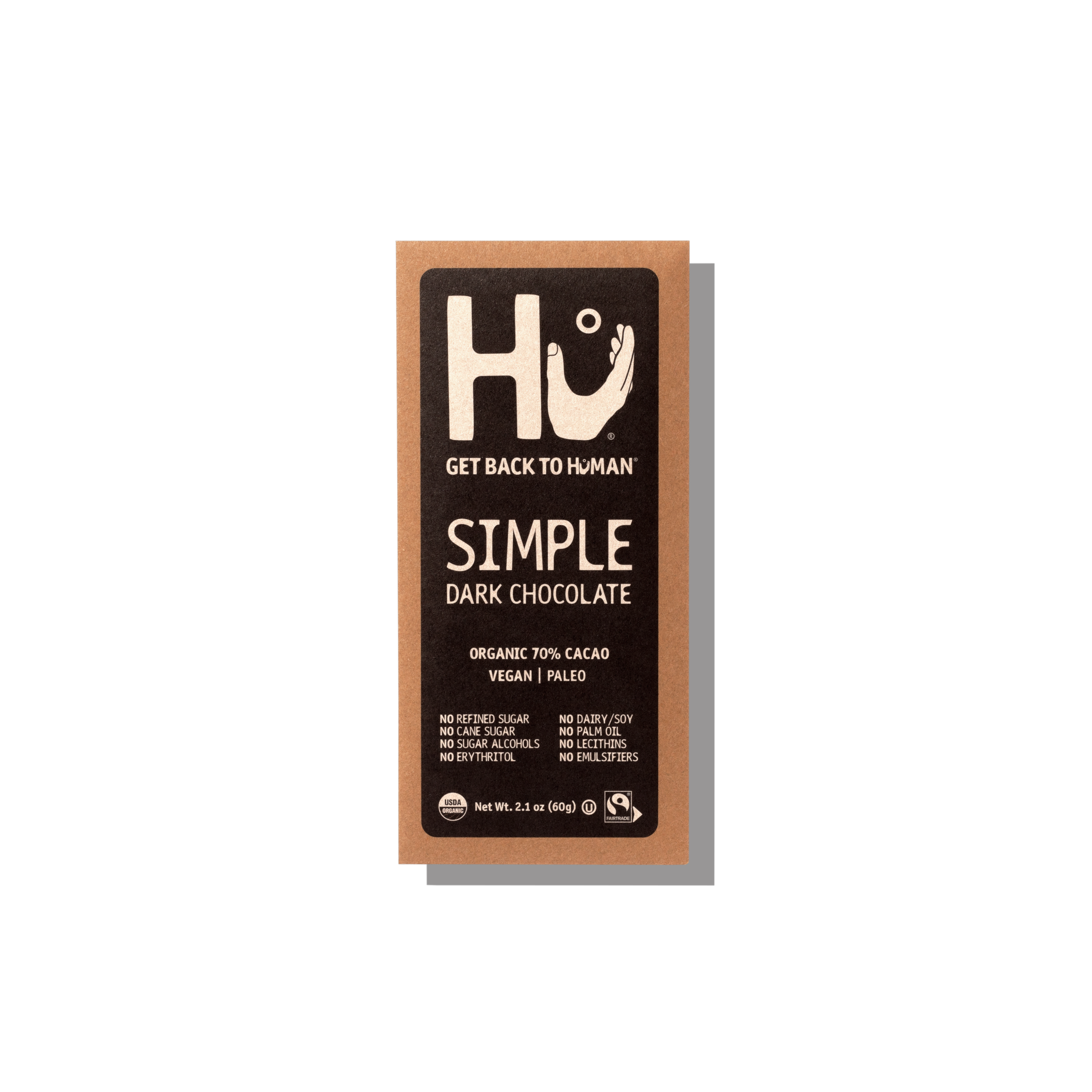 Hu Simple Dark Chocolate 70% Cacao - 2.1oz
 | Pack of 12 - PlantX US