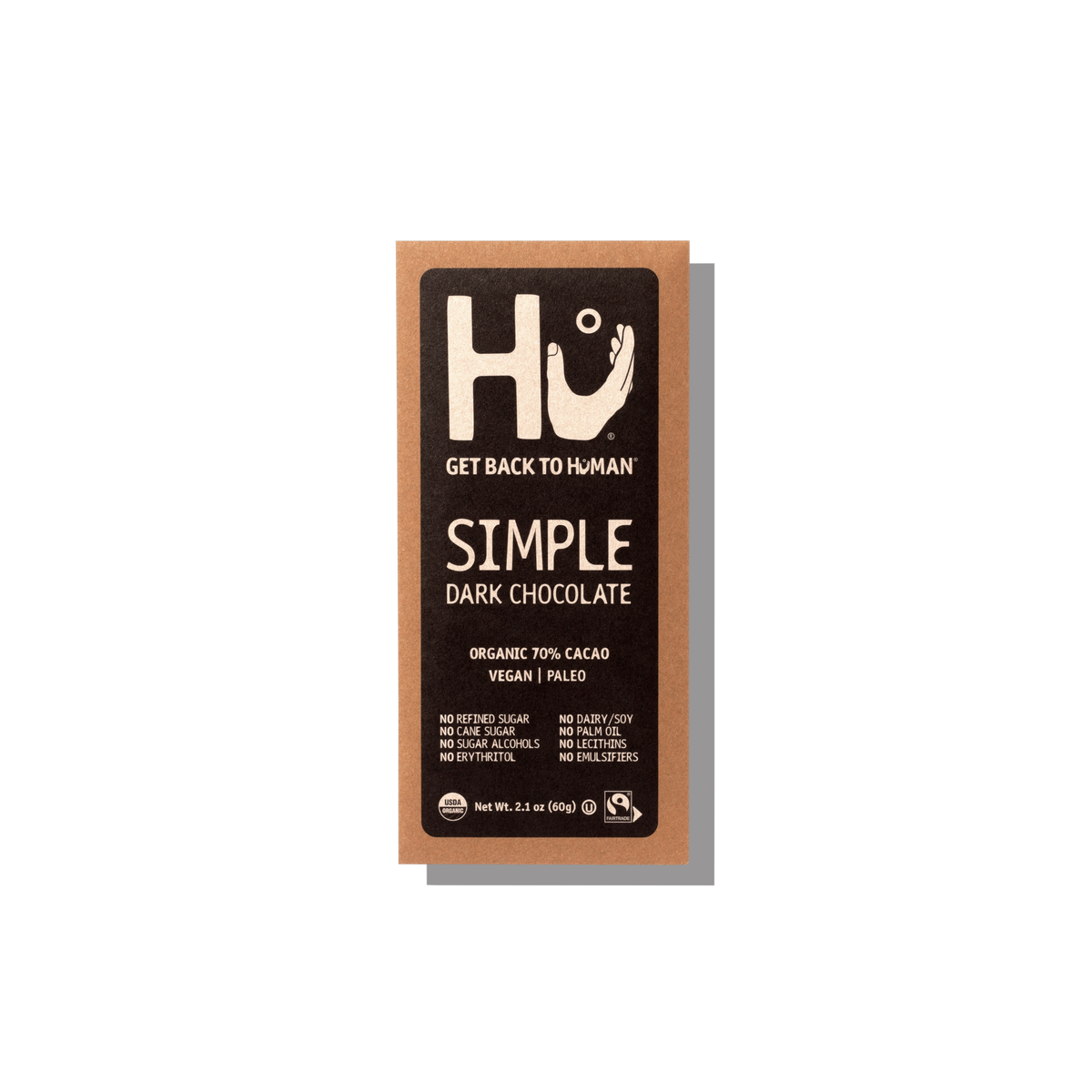 Hu Simple Dark Chocolate 70% Cacao - 2.1oz
 | Pack of 12 - PlantX US