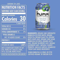 Humm - Kombucha - Blueberry Mint, 12oz - back