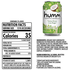 Humm - Kombucha - Coconut Lime, 12oz - back