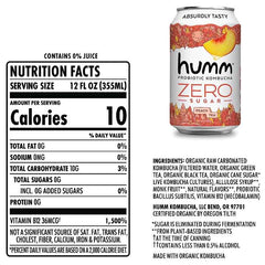 Humm - Kombucha Peach Tea Zero, 12fo  Pack of 6 - back