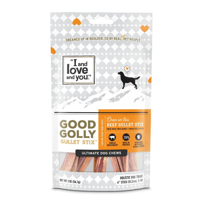 I&Love&You - Dog Treats Beef Gullet Stix, 2 Oz - Pack of 6