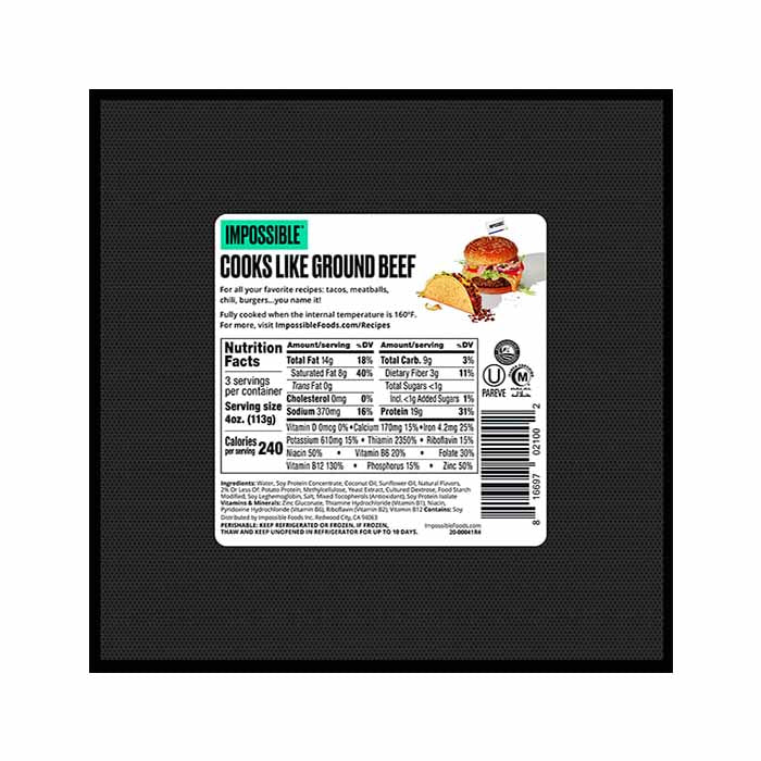 Impossible - Plant-Based Ground Burger Meat, 12oz - back