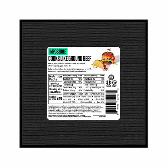 Impossible - Plant-Based Ground Burger Meat, 12oz - back