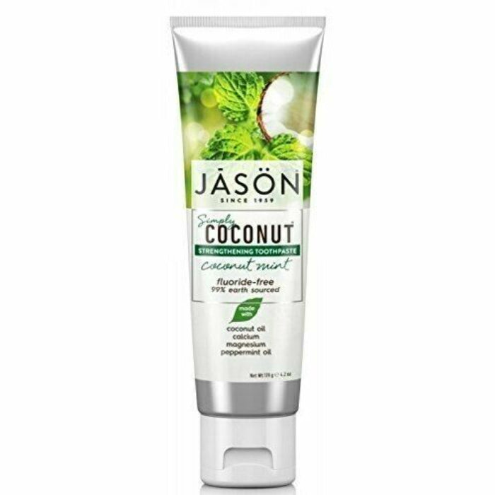 Jason - Fluoride Free Coconut Mint Strengthening Toothpaste, 4.2 Oz - Pack of 3