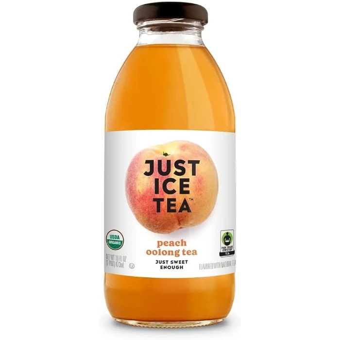 Just Ice Tea - Organic Peach Oolong Tea, 16 Oz - Pack Of 12