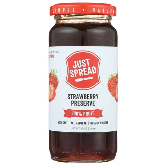 Just Spread - Strawberry Preserve 100% Fruit Spread, 10 Oz - Pack Of 6