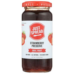 Just Spread - Strawberry Preserve 100% Fruit Spread, 10 Oz - Pack Of 6