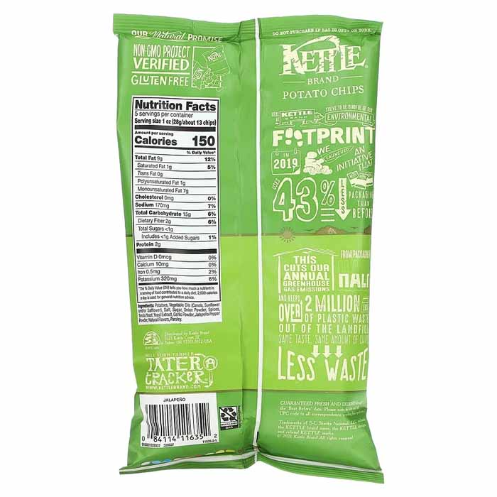 Kettle Brand - Potato Chips - Jalapeno, 5oz - back