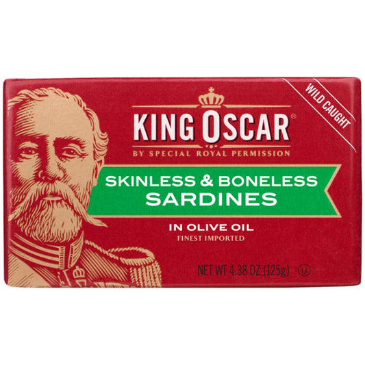 King Oscar - Skinless & Boneless Sardines In Olive Oil, 4.38oz | Pack of 12