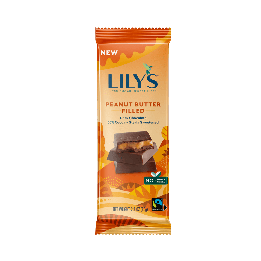 Lily's Sweets - Peanut Buter Filled Dark Chocolate Bar, 2.8 Oz - Pack of 12