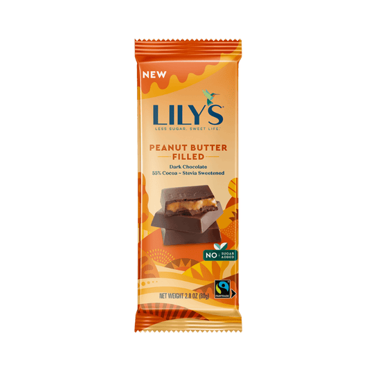 Lily's Sweets - Peanut Buter Filled Dark Chocolate Bar, 2.8 Oz - Pack of 12