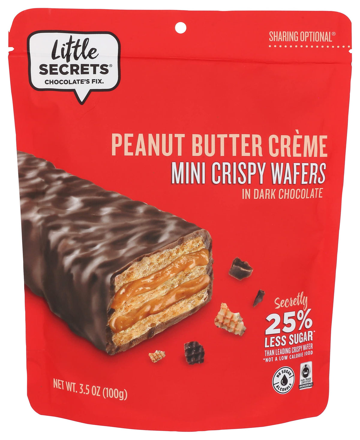 Little Secrets - Peanut Butter Dark Chocolate Wafers, 3.5 Oz - Pack of 6