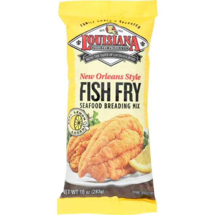 Louisiana Fish Fry - New Orleans Style Fish Fry Lemon breading Mix, 10 Oz - Pack of 12