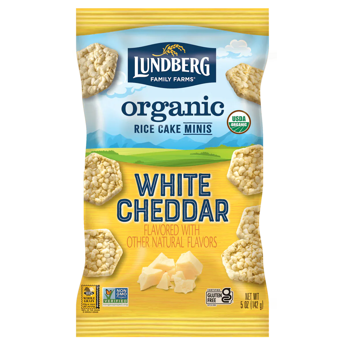 Lundberg - Organic Minis White Cheddar Rice Cakes, 5 Oz - Pack of 6