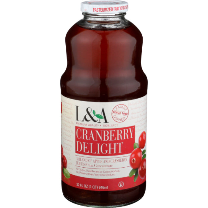 L & A JUICE JUICE CRANBRY DELITE 32 FO - Pack of 6