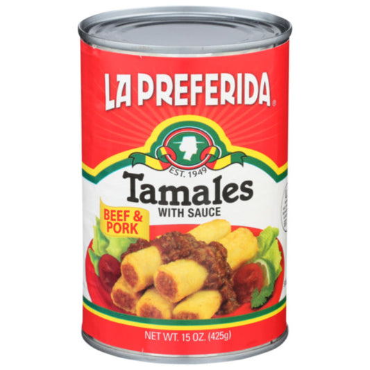 La Preferida - Beef & Pork Tamales with Sauce, 15 Oz - Pack of 12