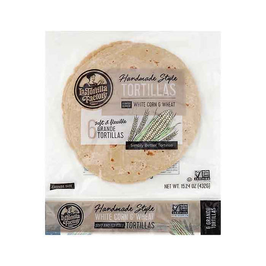 La Tortilla Factory - White Corn Tortillas Grande, 15.24oz  Pack of 12