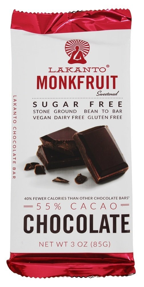 Lakanto - Chocolate Bar Monkfruit Sugar Free 55% Cacao, 3 Oz | Pack of 8