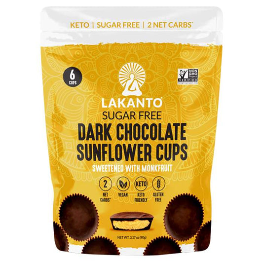 Lakanto - Dark Chocolate Sunflower Butter Cups Sugar Free, 3.17 Oz | Pack of 8