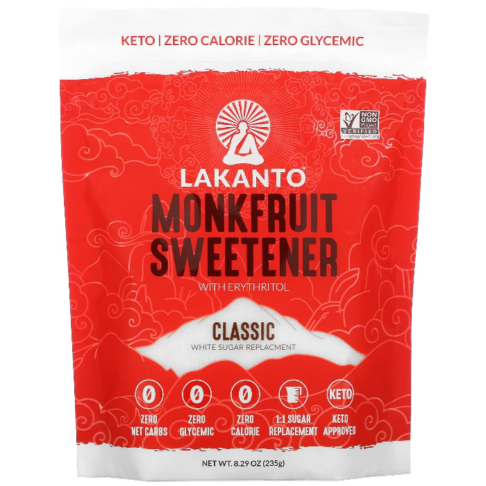 Lakanto - Monkfruit Sweetener with Erythritol, Classic, 8.29  Oz  Pack of 8