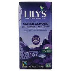 Lily's -  Extra Dark Chocolate Bar 70% Cocoa - Salted Almond, 2.8oz