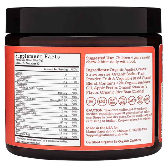 Llama Naturals - Kids Multivitamin Bites - Cherry , 60ct - back