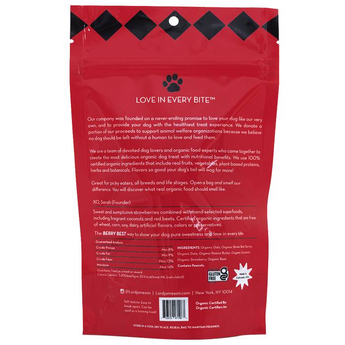 Lord Jameson - Organic Dog Treats Berry Best, 6oz - back