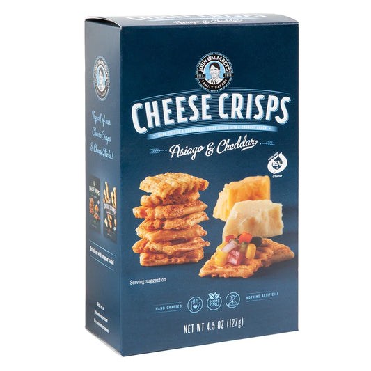 MACYS - CHEESE CRISPS ASIAGO & CHEDDAR, 4.5 OZ - Pack of 8