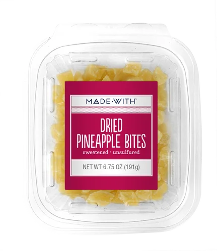 MADE WITH - DRIED FRUIT PINEAPPLE TIDBITS TUB, 6.75 OZ - Pack of 12