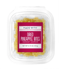 MADE WITH - DRIED FRUIT PINEAPPLE TIDBITS TUB, 6.75 OZ - Pack of 12