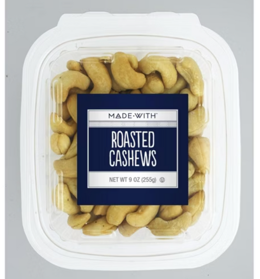 MADE WITH - NUT CASHEW ROASTED SALTED TUB, 9 OZ - Pack of 12