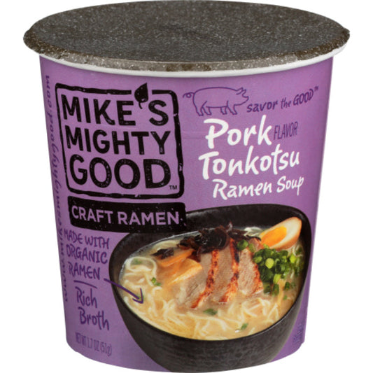 MIKES MIGHTY GOOD - PORK TONKOTSU RAMEN SOUP CUP, 1.7 OZ - Pack of 6