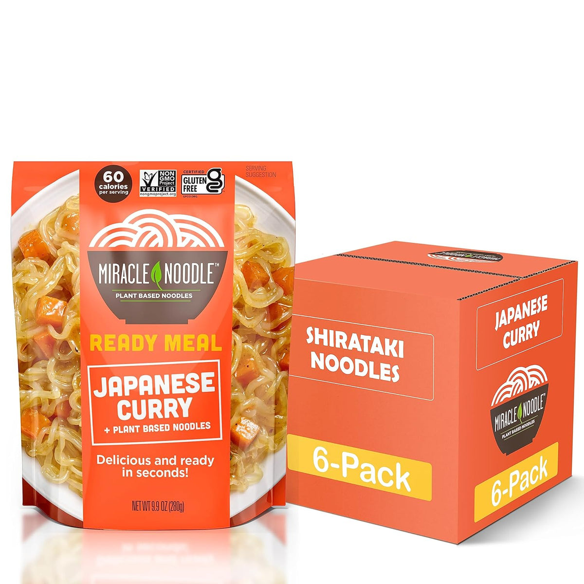 MIRACLE NOODLE - Ready-to-Eat Japanese Curry Noodles, 280 gm | Pack of 6