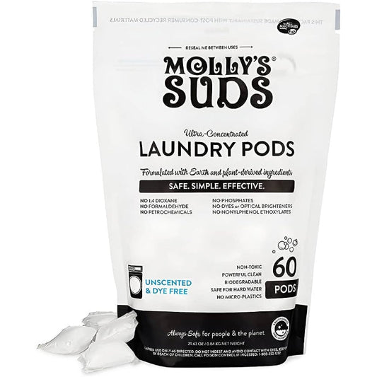 MOLLYS SUDS LAUNDRY PODS PPMT 60CT 29.63 OZ 