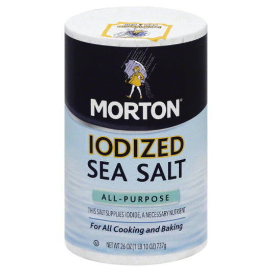 MORTONS SEA SALT IODIZE AL PRPSE 26 OZ - Pack of 12
