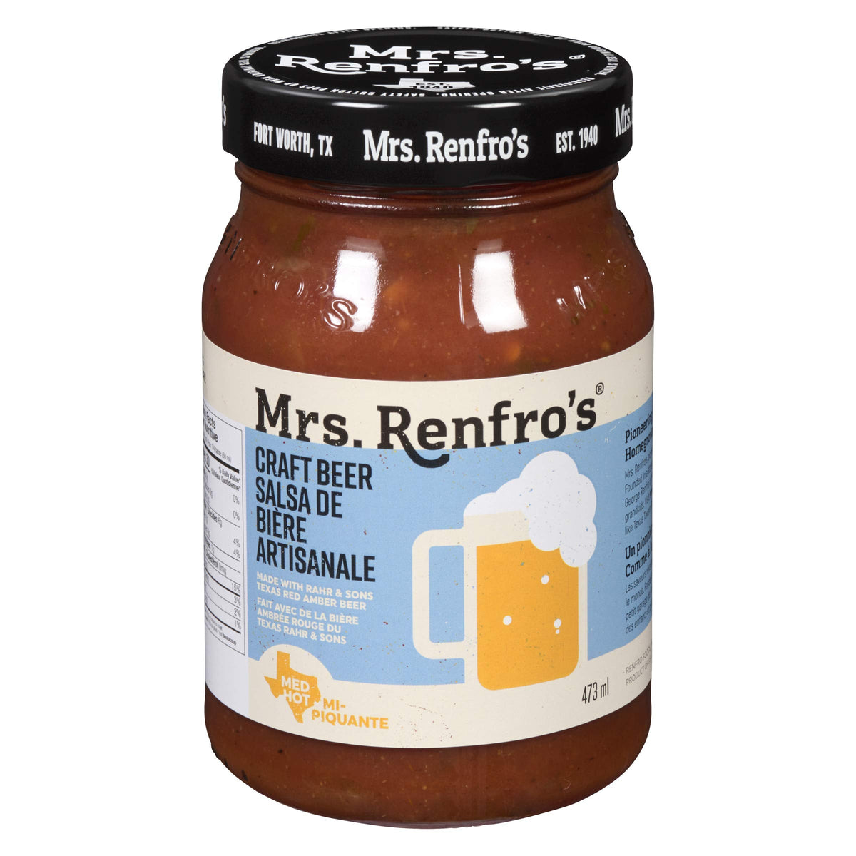 MRS RENFRO SALSA TEXAS RD CRAFT BEER 16 OZ - Pack of 6