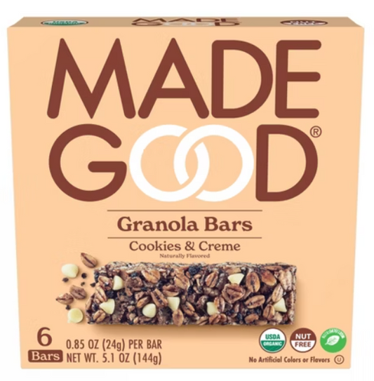 Made Good - Cookie Creme Granola Bars, 5.1 OZ - Pack of 6