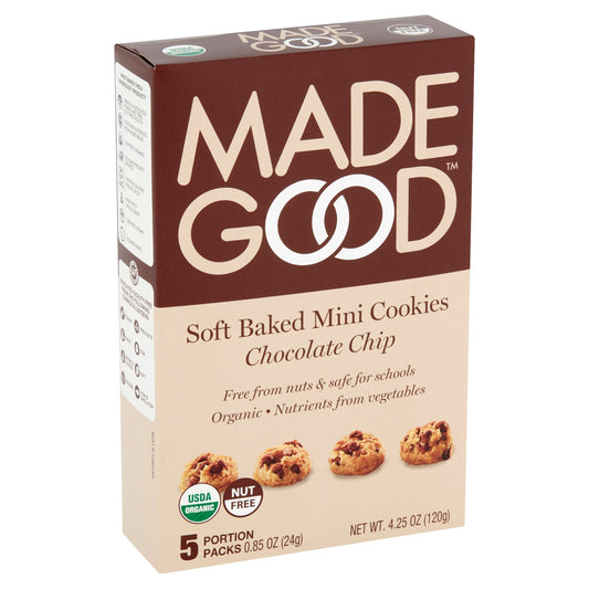 MadeGood, Soft Baked Mini Cookies, Chocolate Chip, 5 Portion Packs
 | Pack of 6 - PlantX US